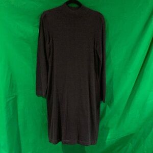Vintage Lennie for Nina Leonard black knit dress mock turtleneck